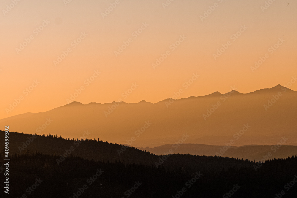 Sunset over the High Tatras, the smallest mountains in the world Sunset over the High Tatras, the smallest mountains in the world