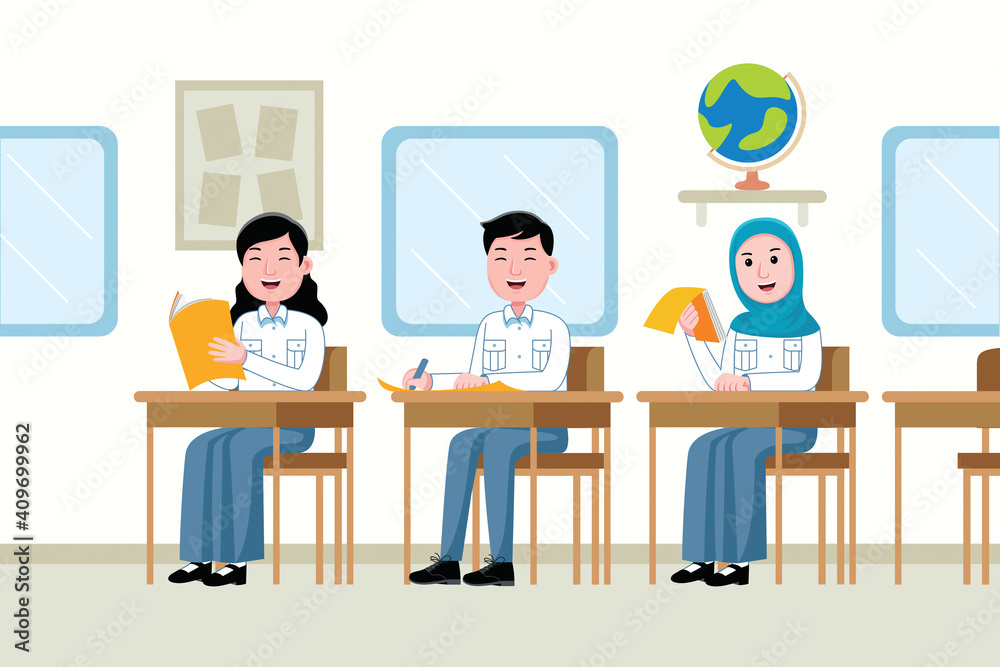 Students Studying in Classroom. Students Studying in Classroom.