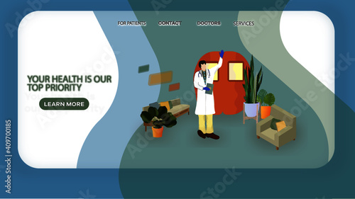 Comfortable conditions for receiving patients, the doctor is waiting for patients