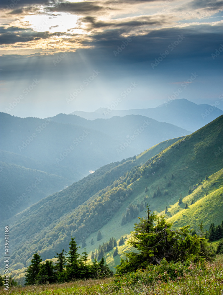 Summer sunset over the Velka Fatra mountains