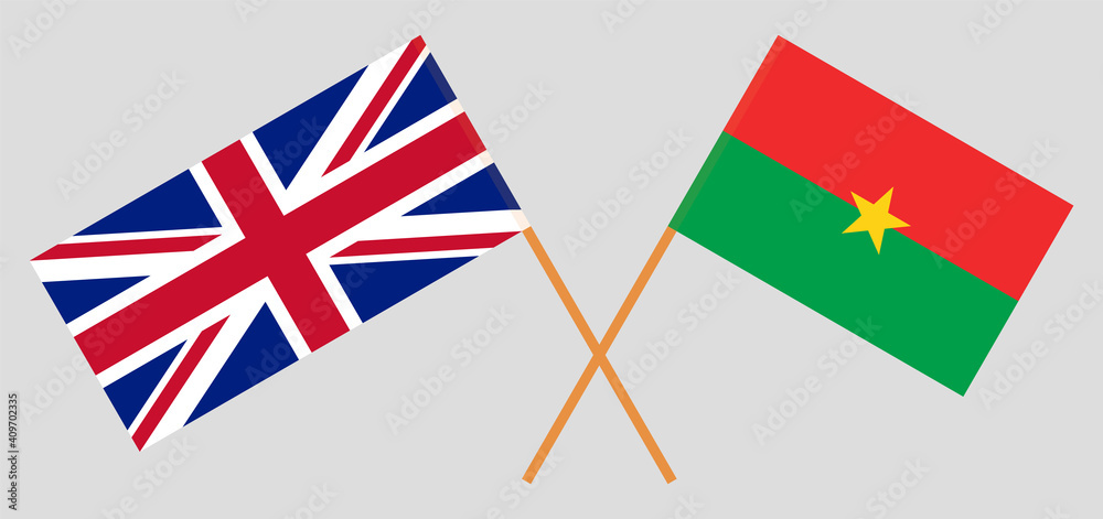 Crossed flags of the UK and Burkina Faso