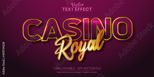 Photographie Casino Royal text, shiny golden and purple color style editable text effect