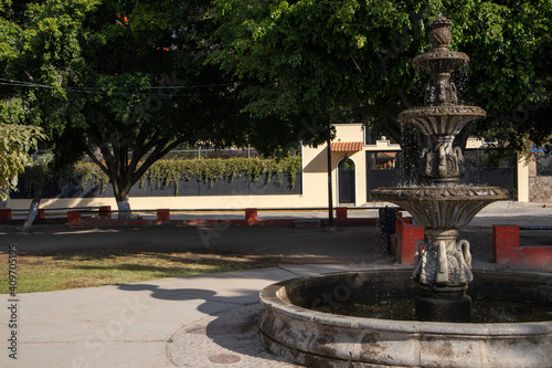 Fountain in a park on the boardwalk (Malecon) of Ajijic, Jalisco, Mexico on Lake Chapala