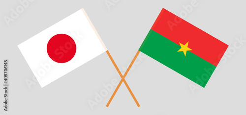 Crossed flags of Japan and Burkina Faso