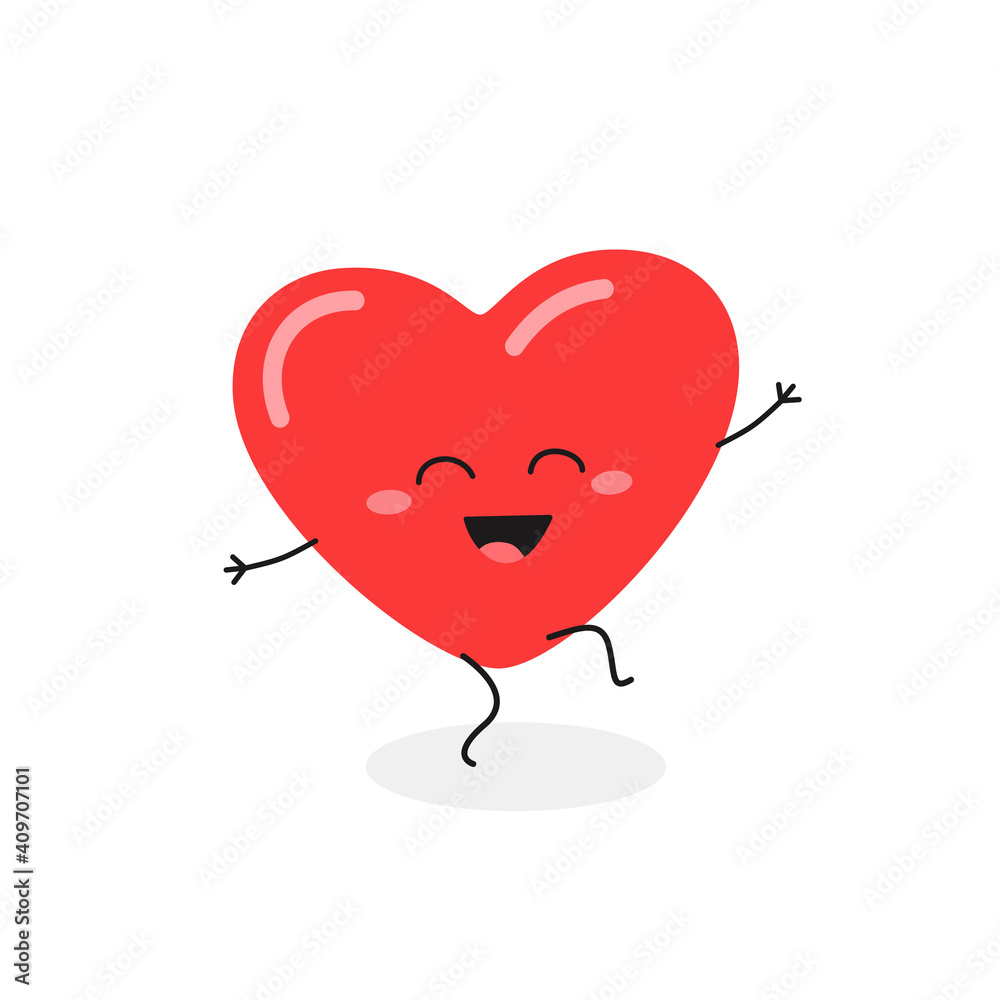 Funny happy cartoon red heart character dancing Funny happy cartoon red heart character dancing