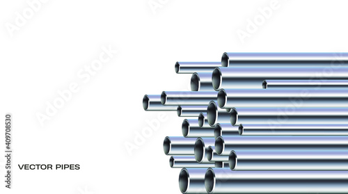 Vector illustration of stack of shiny pipes