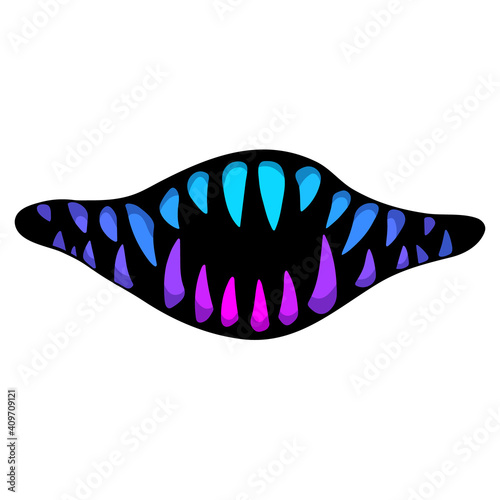 monster smile with sharp multicolored teeth