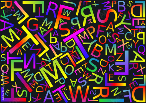 Background with letters scattered chaotic