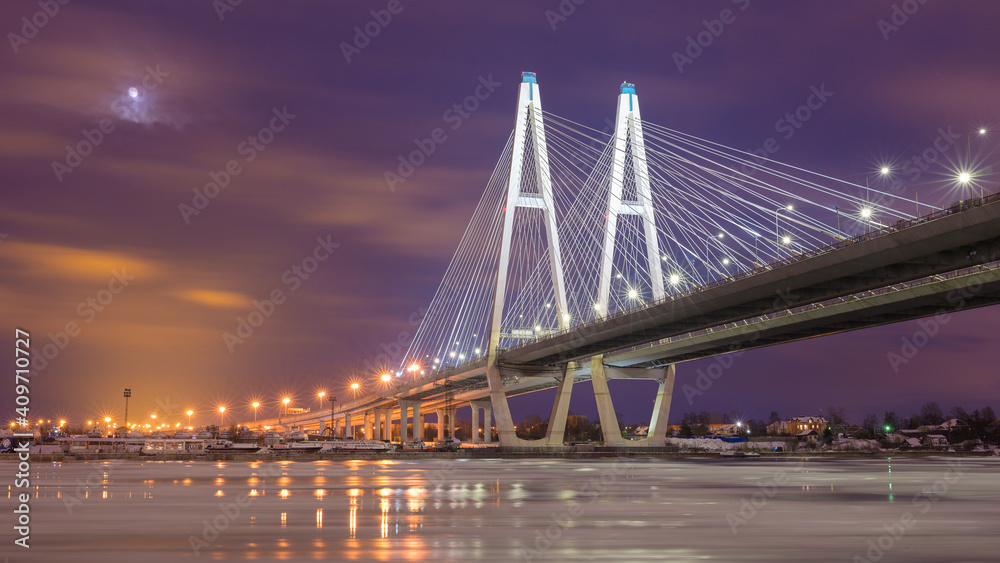 Big Obukhovsky bridge. Saint-Petersburg, Russia.