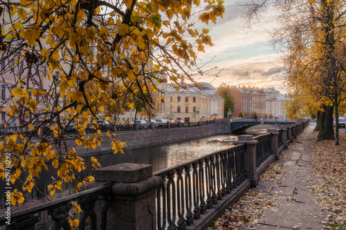 Autumn on the waterfront. Saint-Petersburg, Russia.