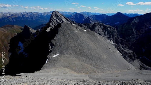 View towards Wind Mountain at the summit of Mount Lougheed near Srpay Lake  Alberta Canada   OLYMPUS DIGITAL CAMERA photo