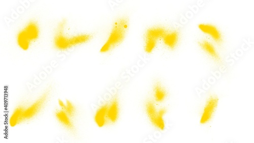 Yellow paint spray brushes with drops