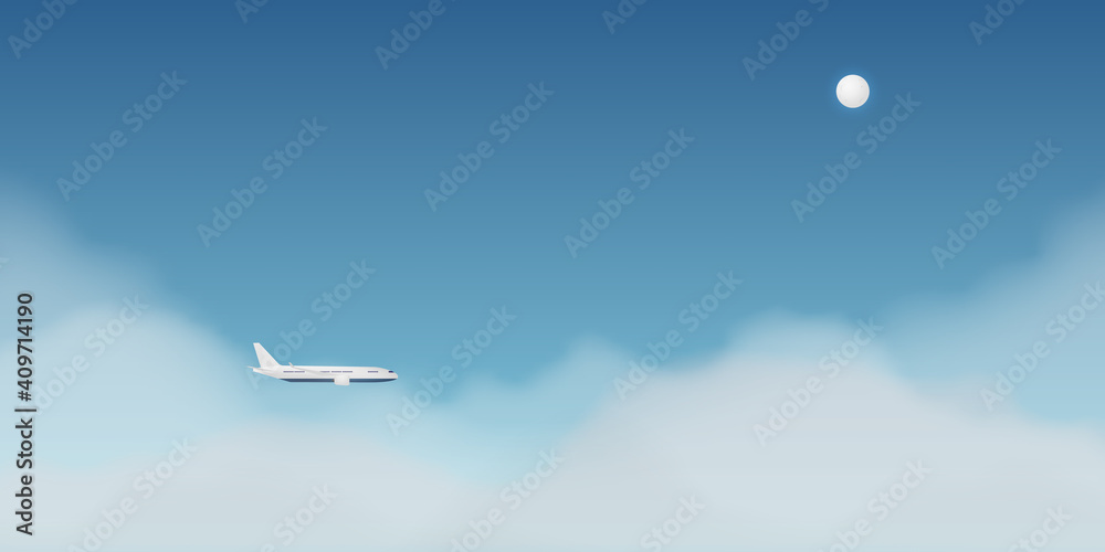 Airplane window view with night time sky Airplane window view with night time sky