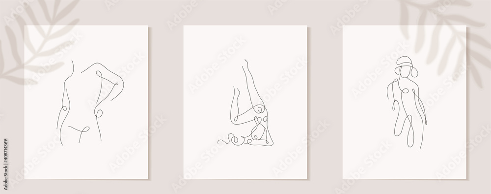 Set linear woman figure. Continuous linear silhouette of female face. Outline hand drawn of avatars girls. Linear glamour logo in minimal style for beauty salon, makeup artist, stylist Set linear woman figure. Continuous linear silhouette of female face. Outline hand drawn of avatars girls. Linear glamour logo in minimal style for beauty salon, makeup artist, stylist