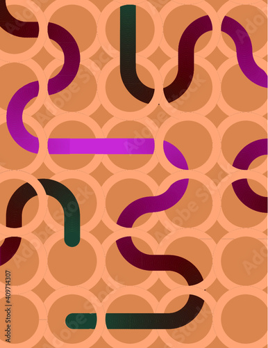 Snake on circles fence. Vibrat gradient mesh.
UP and down.
