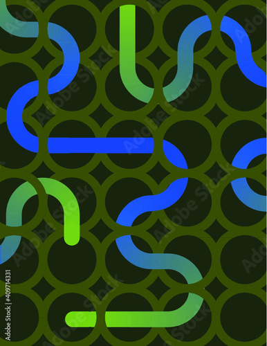 Snake on circles fence. Vibrat gradient mesh.
UP and down.