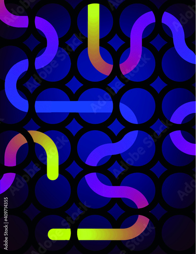 Snake on circles fence. Vibrat gradient mesh.
UP and down.