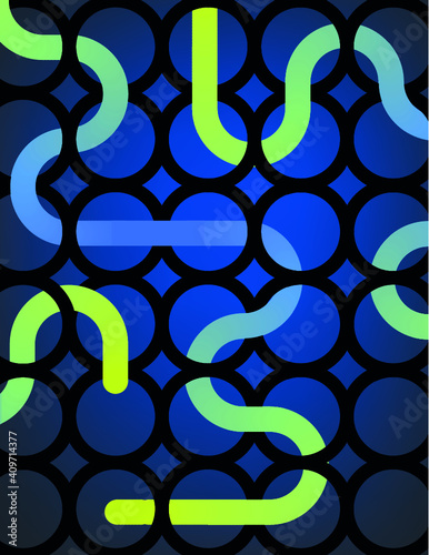 Snake on circles fence. Vibrat gradient mesh.
UP and down.