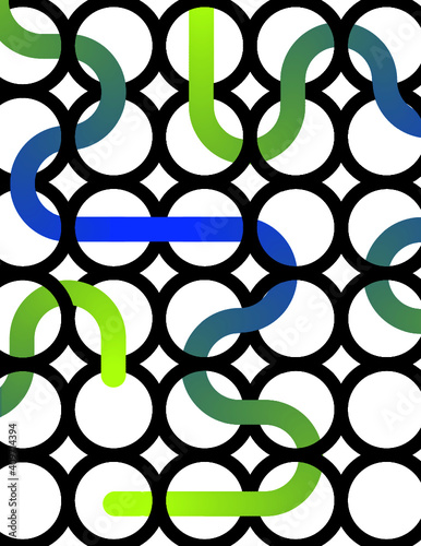 Gradient snake on circles. Abstract background. Vibrant colors. 