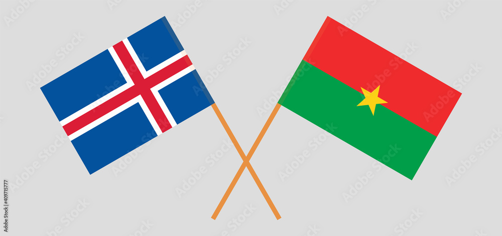 Crossed flags of Iceland and Burkina Faso