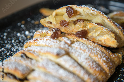 Traditional homemade apple strudel.