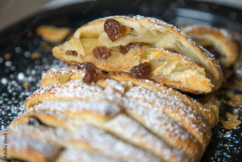 Traditional homemade apple strudel.