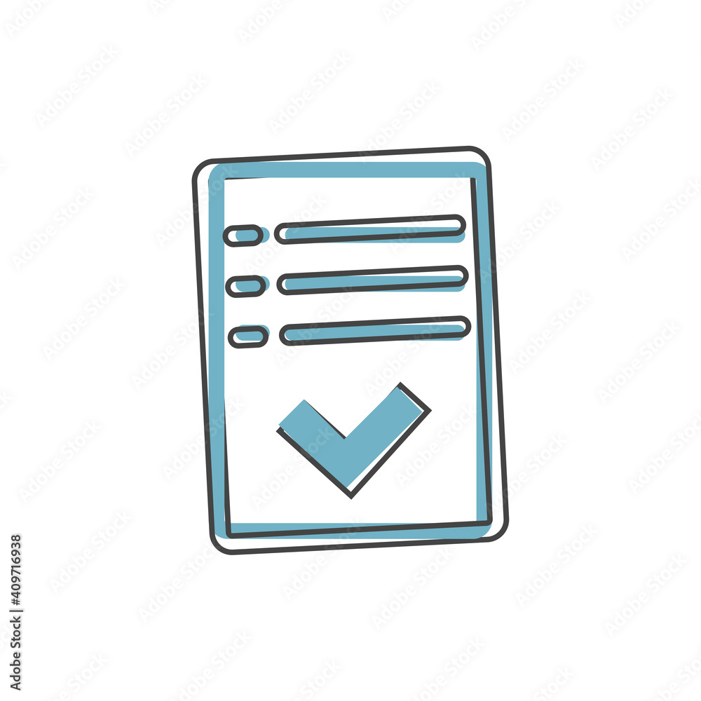 Approve certificate icon on cartoon style on white isolated background. Approve certificate icon on cartoon style on white isolated background.