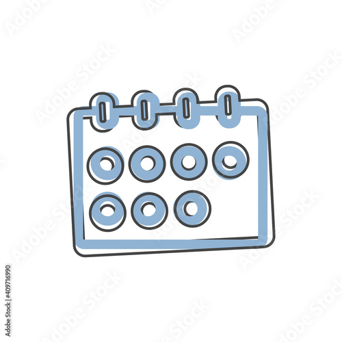 Calendar vector icon on cartoon style on white isolated background.