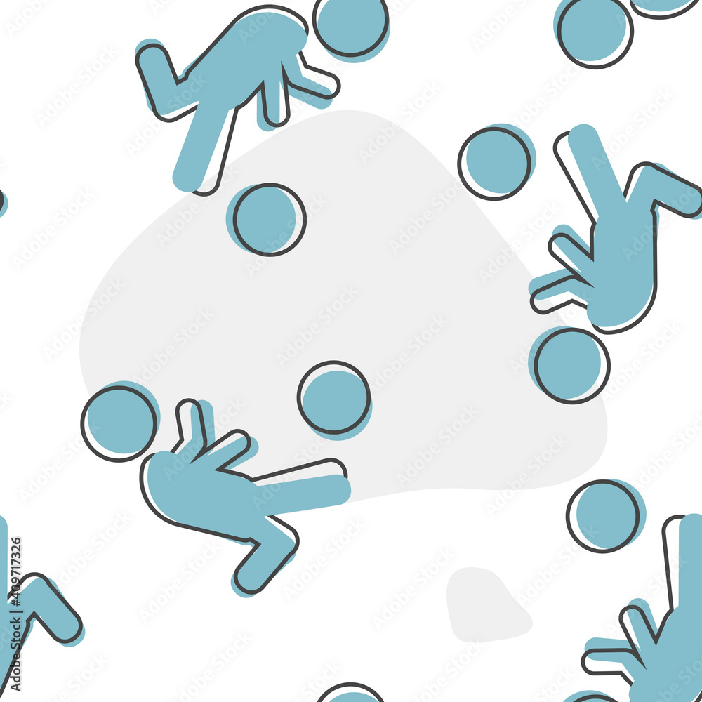 Vector icon man playing ball. Soccer player cartoon style. Football player on seamless pattern on a white background. Vector icon man playing ball. Soccer player cartoon style. Football player on seamless pattern on a white background.