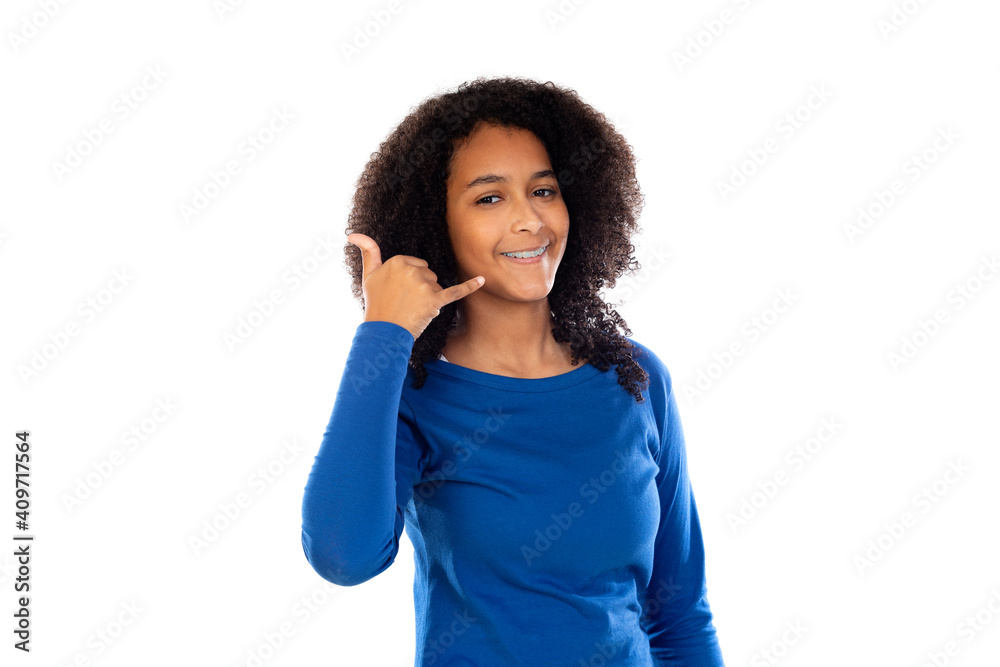 Teenager girl wearing blue sweater Teenager girl wearing blue sweater