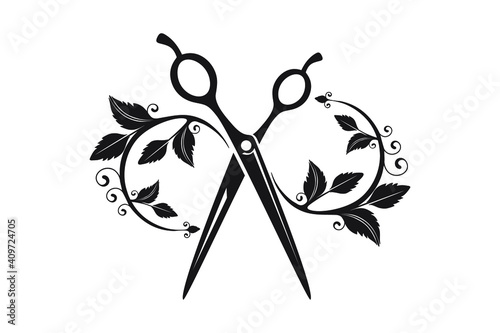 Hairdresser, Beauty salon logo. scissors sign vector illustration