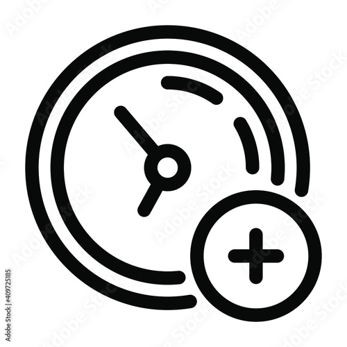 Time icon, clock. Medical, medic, healthcare and website related outline icon on a white background. With cuts, cutouts EPS Vector