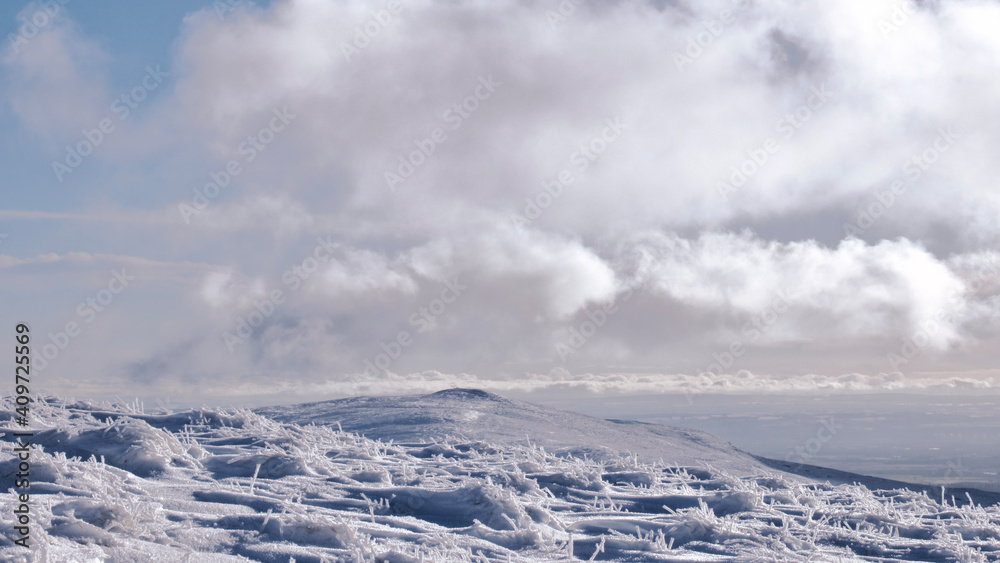 snow covered peak in Ochil Hills Scotland