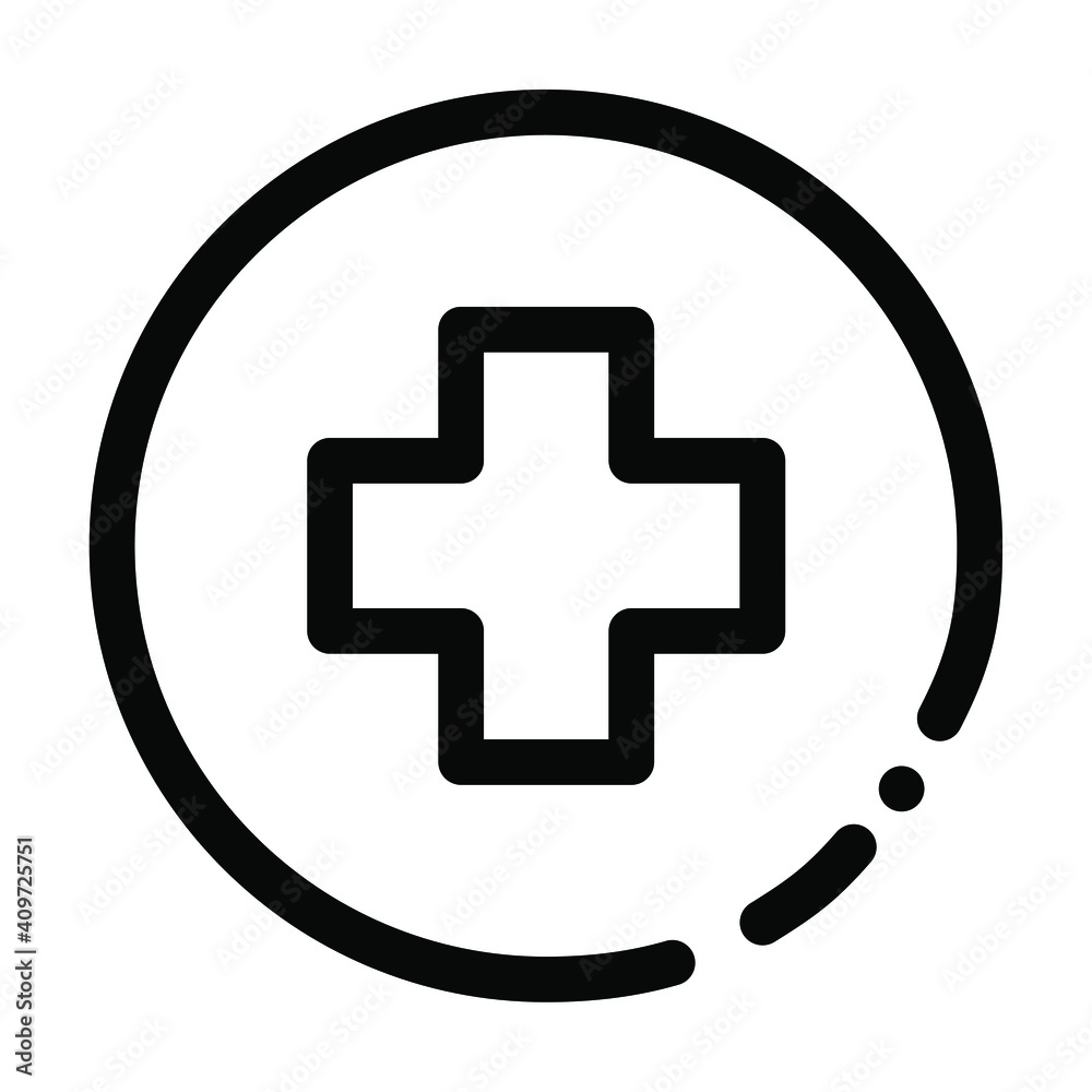 Medical cross, sign inside of a circlce. Medical, medic, healthcare and website related outline icon on a white background. With cuts, cutouts EPS Vector Medical cross, sign inside of a circlce. Medical, medic, healthcare and website related outline icon on a white background. With cuts, cutouts EPS Vector