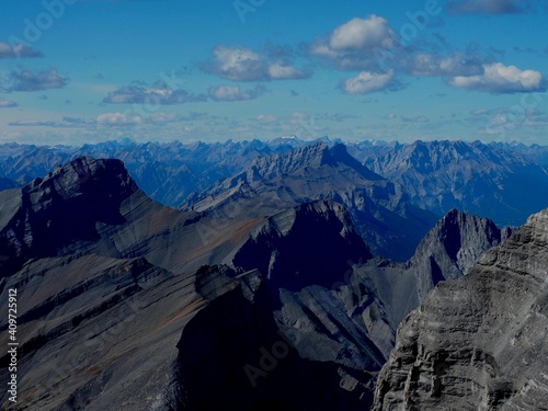 Three Sister with Mount Rundle in a background view at the summit of Mount Lougheed Alberta Canada OLYMPUS DIGITAL CAMERA