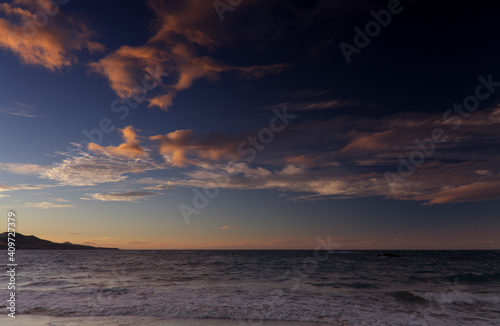 Sunset on Las Canteras beach in Las Palmas de Gran Canaria 