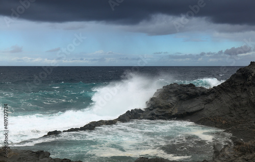 Gran Canaria, north coast, powerful ocean waves brought by winter wind storm © Tamara Kulikova