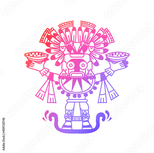 Aztec cacao food logo design. Line art style. Vector illustration.