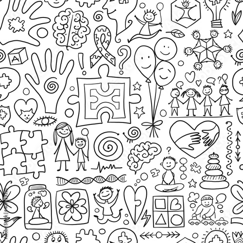 World autism awareness day. Colorful puzzle design. Symbol of autism. Seamless pattern for your design