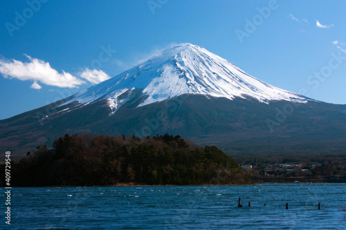 Mt. Fuji from the Kawaguchiko on a beautiful spring day