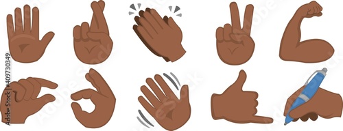 Vector illustration of emoticons of hands with different gestures