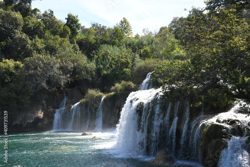 Fototapeta Naklejka Na Ścianę i Meble -  Krka National Park in Croatia. A beautiful park filled with waterfalls and lakes. 