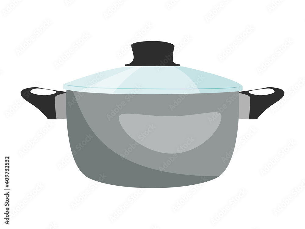 Cooking steel pot. Kitchen utensils. Vector illustration. Cooking steel pot. Kitchen utensils. Vector illustration.