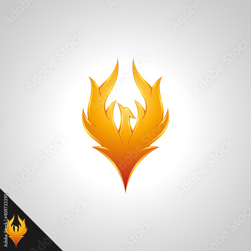 Phoenix Symbol with 3D Gold Fire Concept