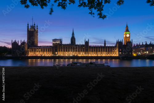 Houses of Parliament at sunset  London  UK
