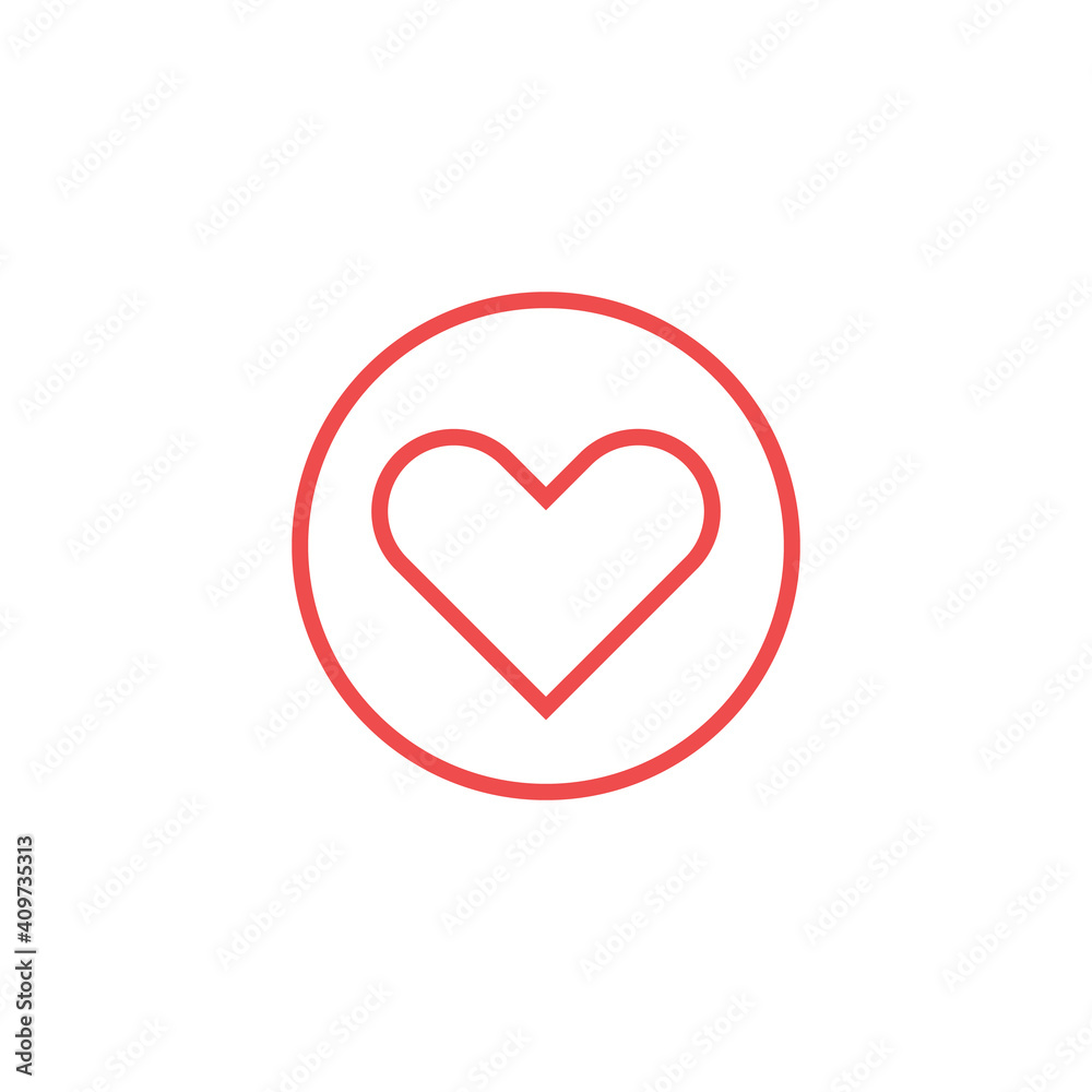 Heart Icon Vector in circle. Perfect Love symbol. Valentine's Day sign, emblem. Stock Vector illustration isolated on white background.