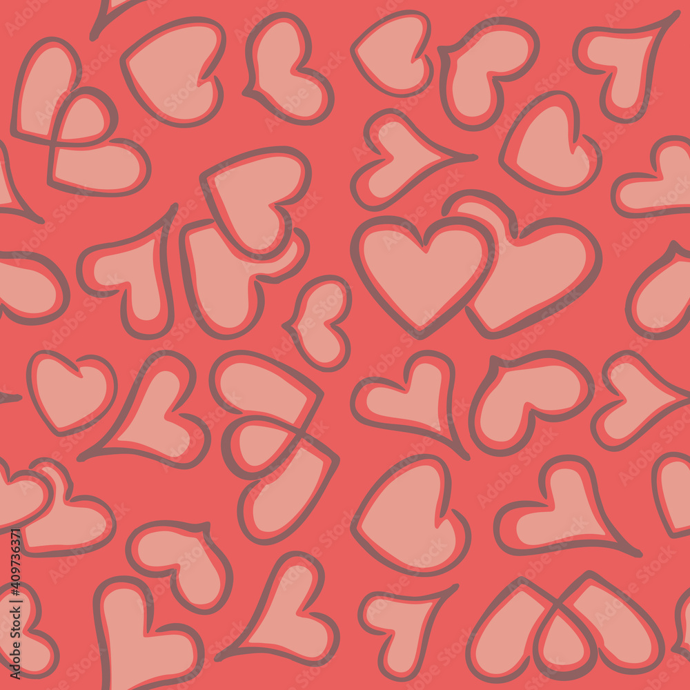 Vector heart seamless pattern.Vector illustration.