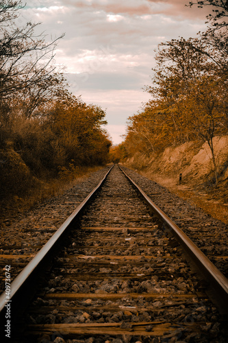 Palavras-chave: train, railway, railroad, rail, track, tracks, transportation, travel, rails, steel, transport, road, perspective, landscape, way, sky, line, trees, iron, distance, direction, old, met
