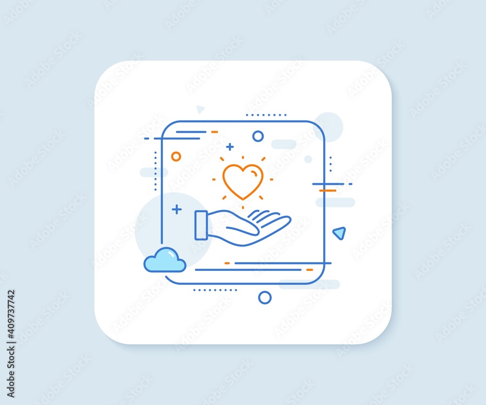 Hold heart line icon. Abstract square vector button. Friends love sign. Brand ambassador hand symbol. Hold heart line icon. Quality concept badge. Vector Hold heart line icon. Abstract square vector button. Friends love sign. Brand ambassador hand symbol. Hold heart line icon. Quality concept badge. Vector