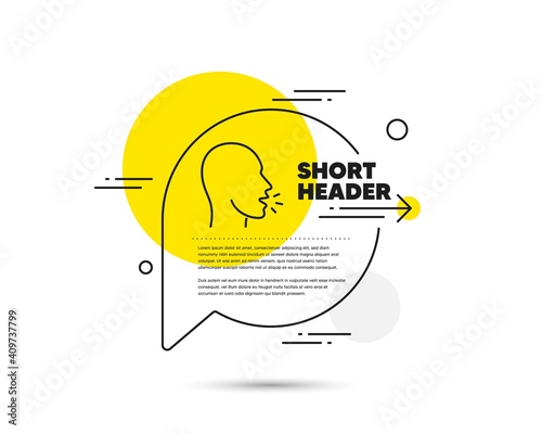 Cough line icon. Speech bubble vector concept. Coronavirus symptom sign. Flu, sneeze or pneumonie symbol. Cough line icon. Abstract bubble balloon badge. Vector